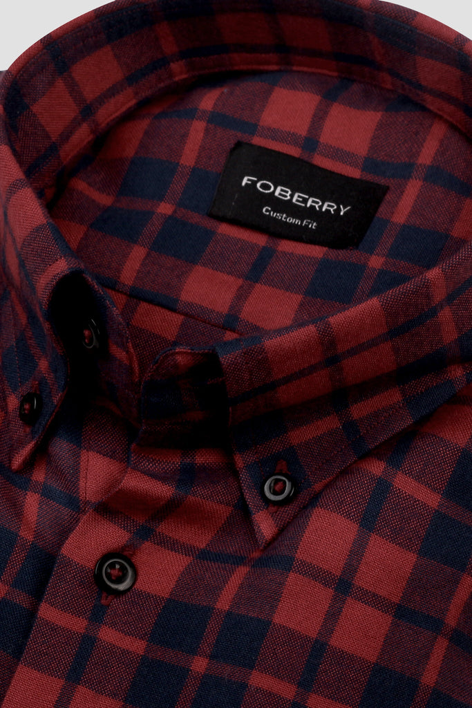 Red & Blue Plaid Winter Flannel Shirt
