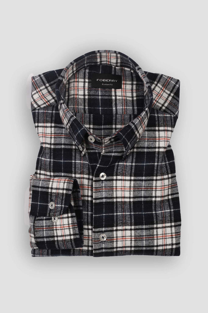 Black Blue Madras Winter Flannel Shirt