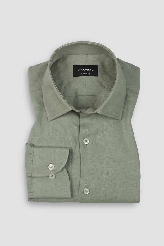 Light Seawood Green Irish Linen Shirt