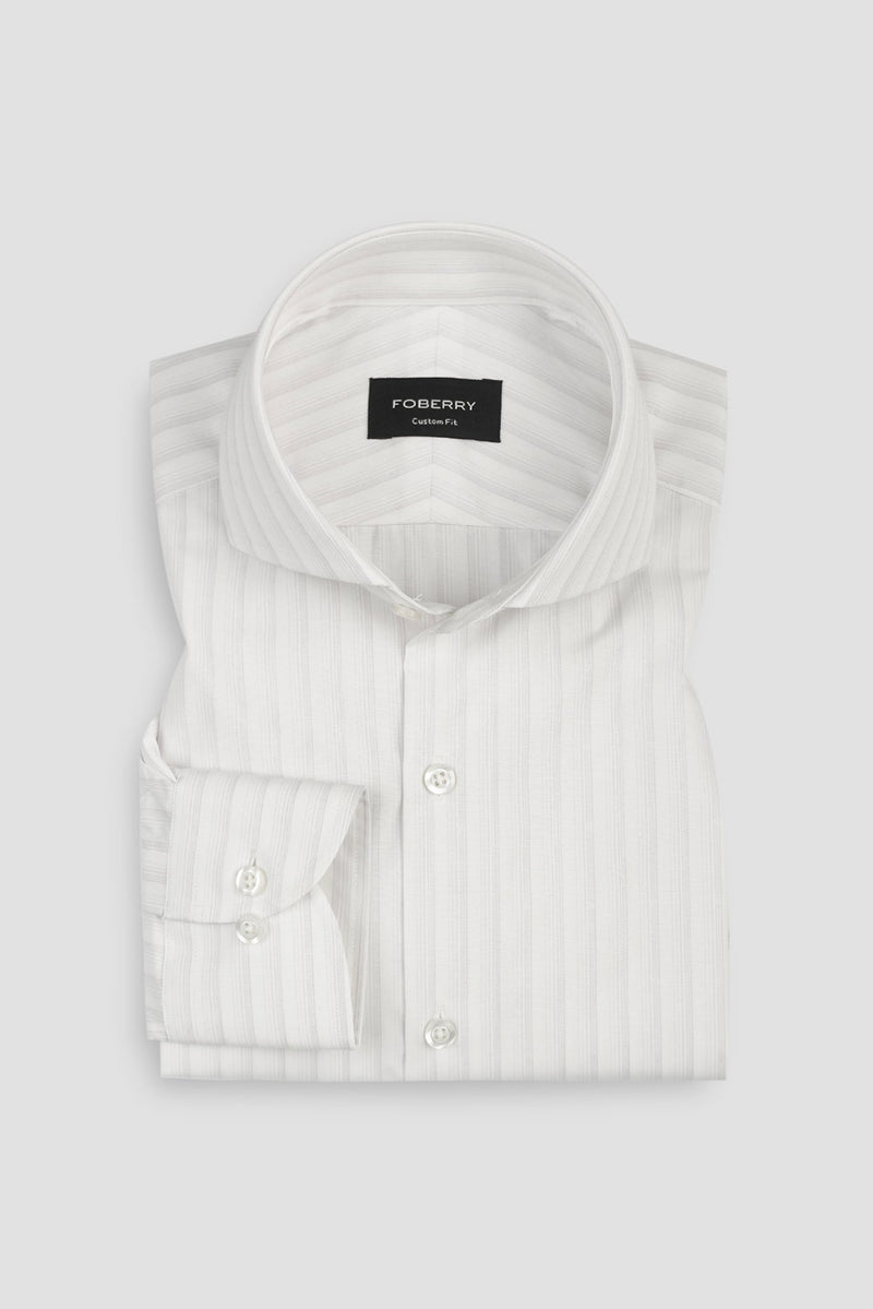 Soft Lilac Structured Barcode Striped Shirt