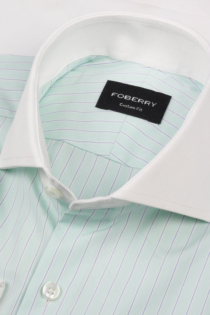 Blue on Green Hairline Stripes Shirt