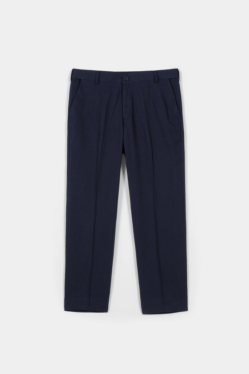 Navy Blue Flannel Ravon Trousers