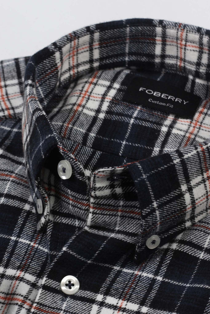 Black Blue Madras Winter Flannel Shirt