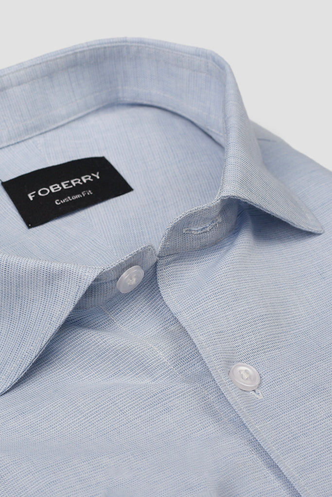 Structured Blue Linen Shirt