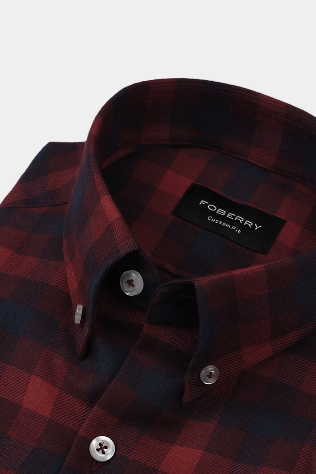 Soft Maroon & Blue Buffalo Check Winter Flannel Shirt