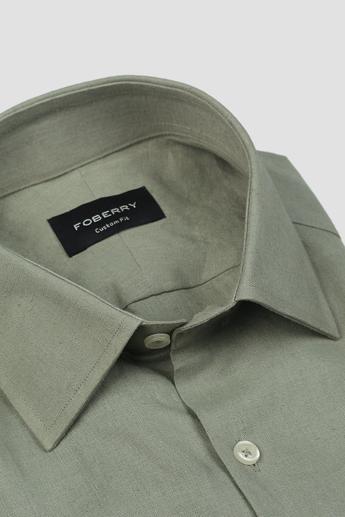 Light Seawood Green Irish Linen Shirt