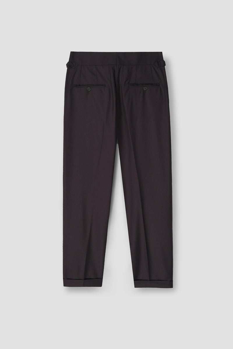 Dark Plum Tropical Wool Blended Dress Pant