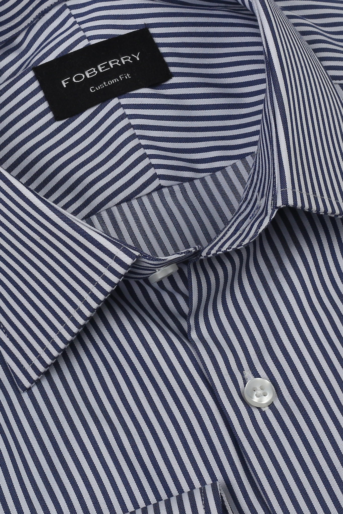 Soft Navy Blue Candy Stripes Shirt - Easy Care