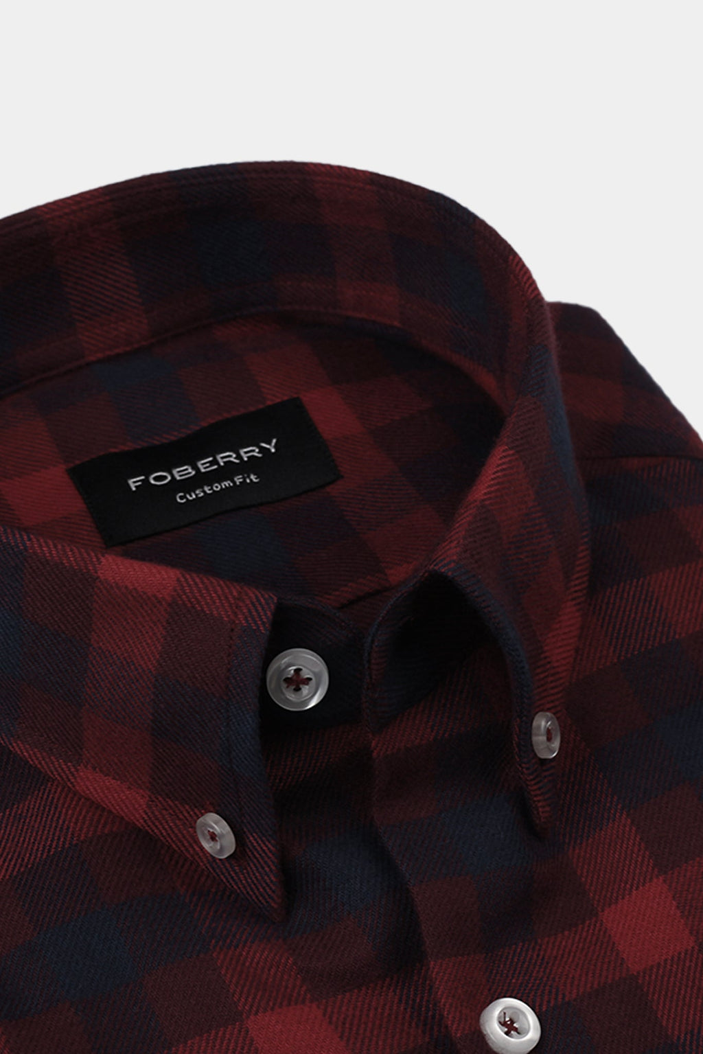 Soft Maroon & Blue Buffalo Check Winter Flannel Shirt