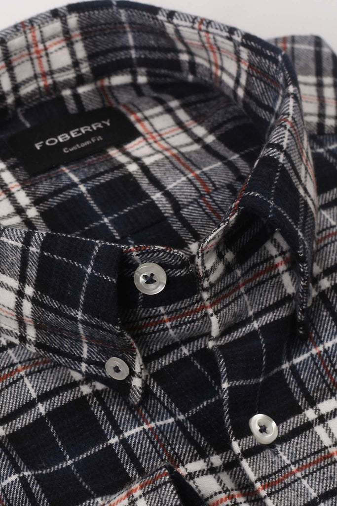 Black Blue Madras Winter Flannel Shirt