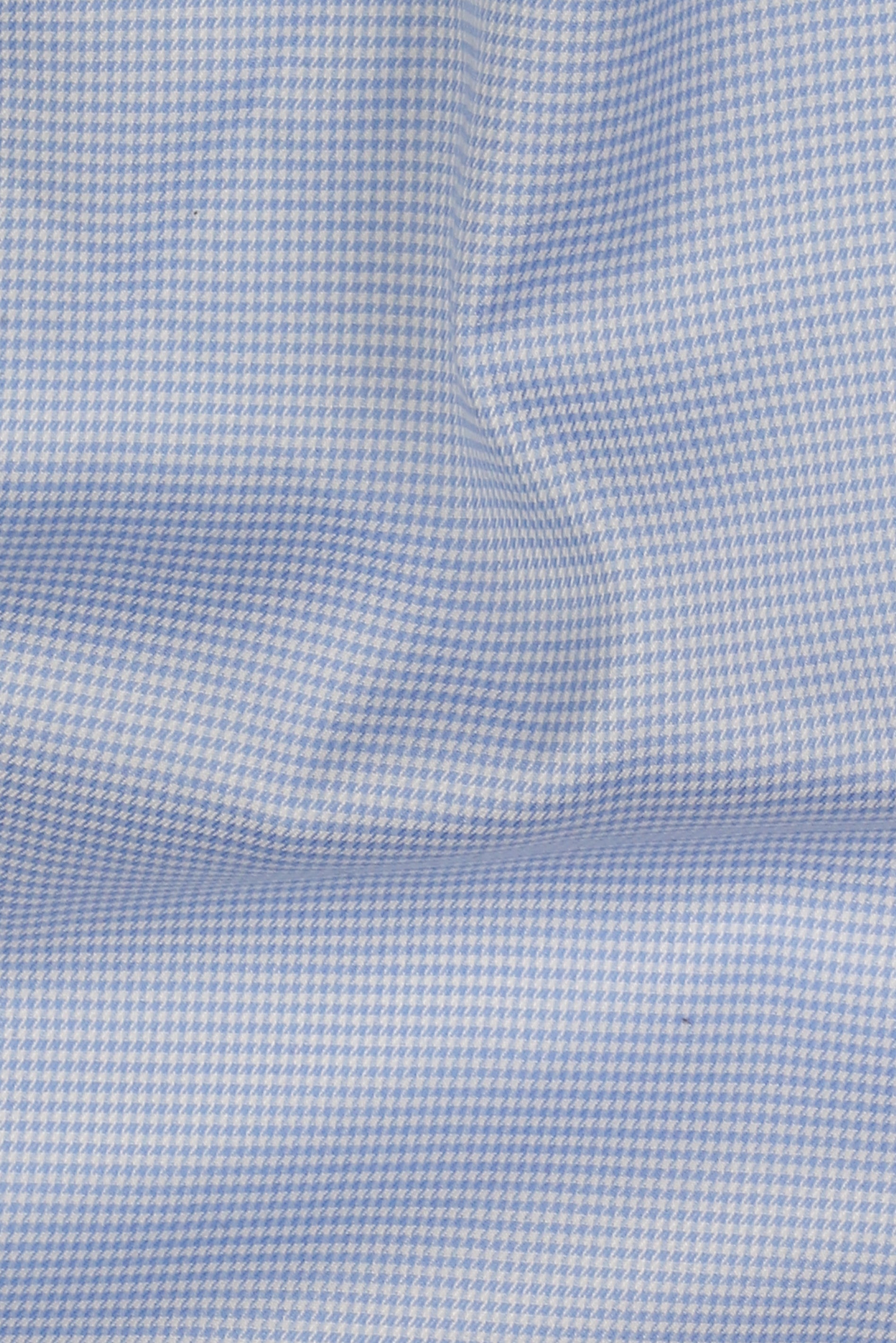 Soft Sky Blue Houndstooth Shirt - Easy Care
