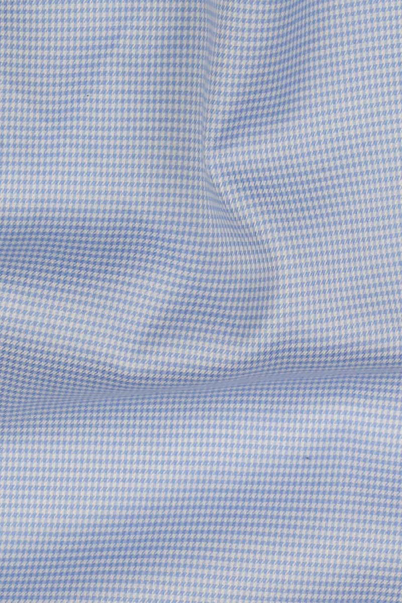 Soft Sky Blue Houndstooth Shirt - Easy Care