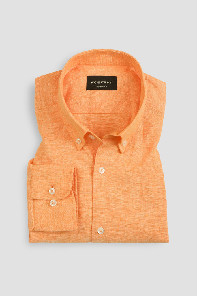 Orange Irish Linen Shirt