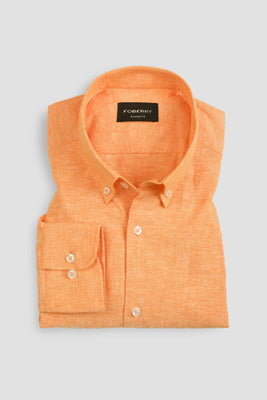 Orange Irish Linen Shirt