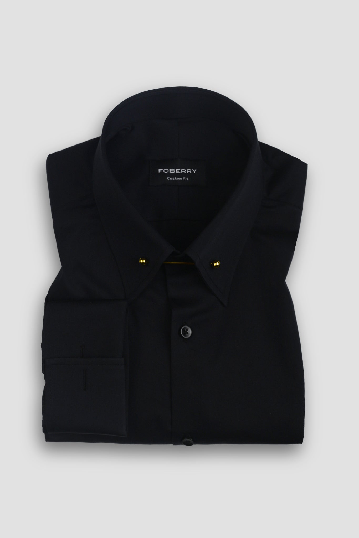 Black Egyptian Pin Collar Shirt - Gold Pin