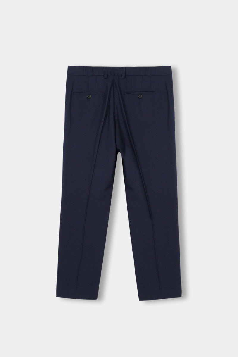 Navy Blue Flannel Ravon Trousers