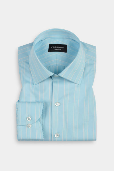 Aqua Blue Parallel Striped Shirt