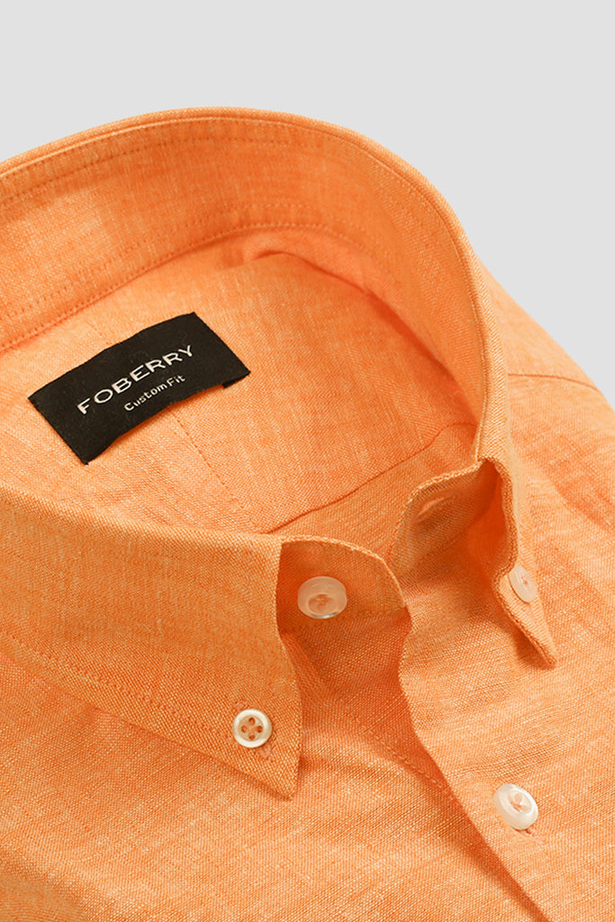 Orange Irish Linen Shirt