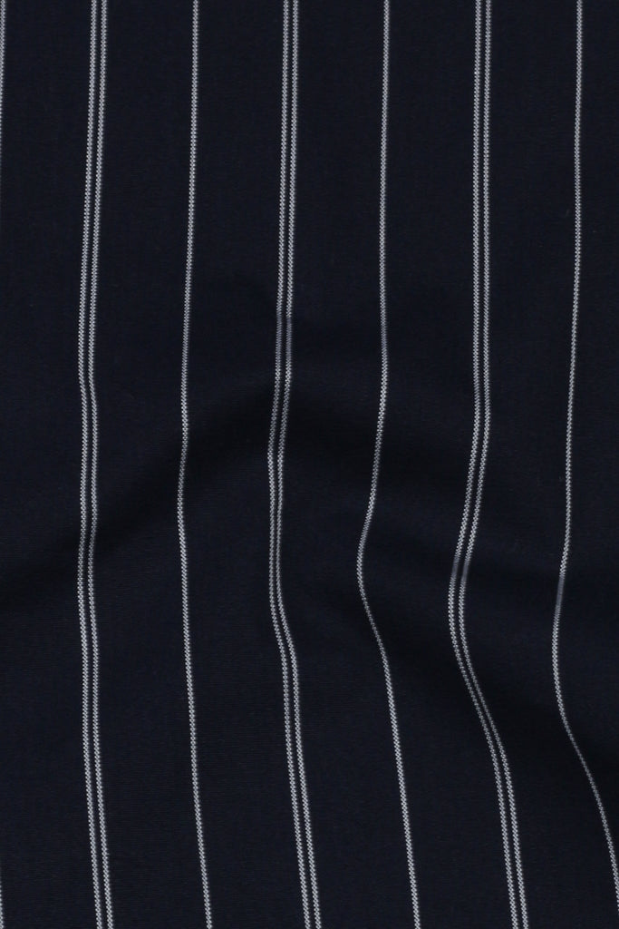 Soft Navy Blue Hairline Stripes Shirt