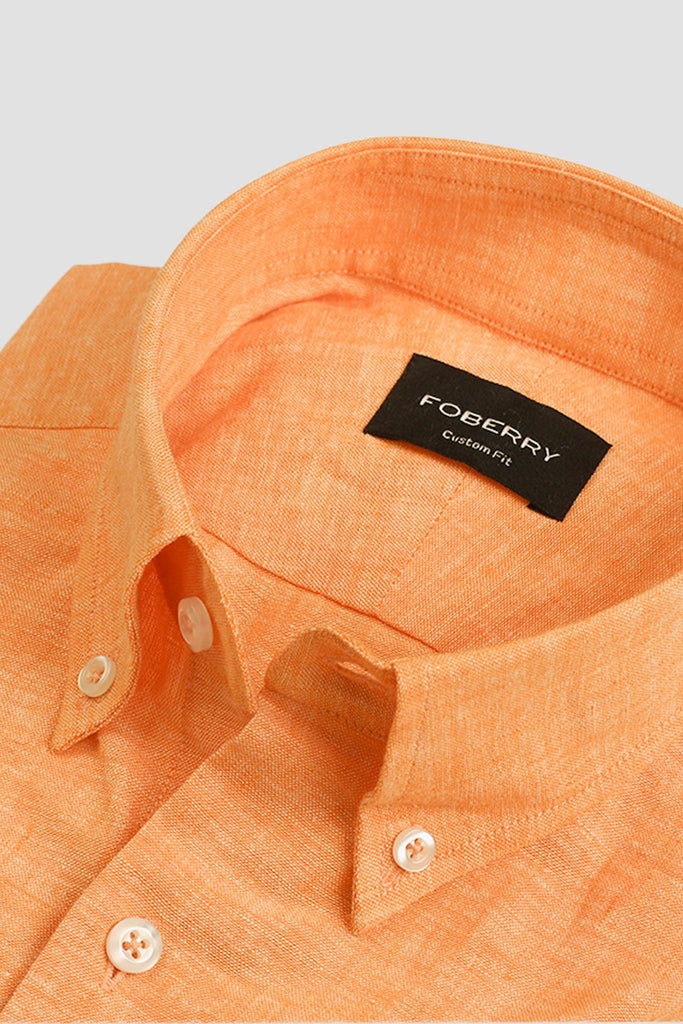 Orange Irish Linen Shirt