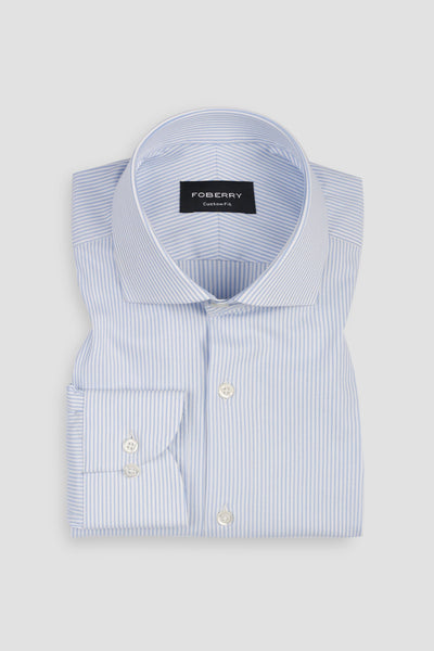 Sky Blue Pencil Striped Shirt
