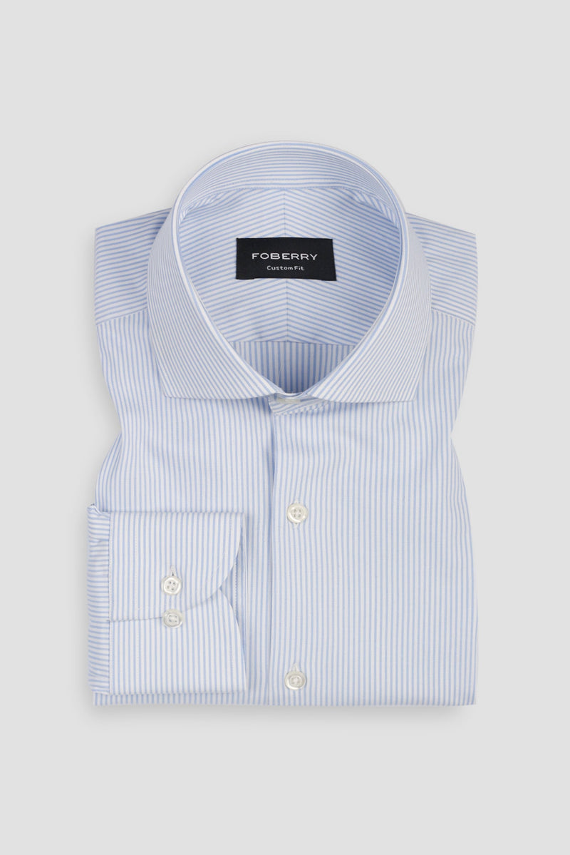 Sky Blue Pencil Striped Shirt