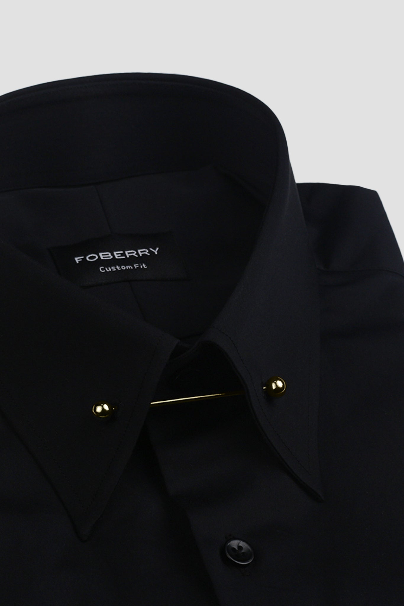 Black Egyptian Pin Collar Shirt - Gold Pin
