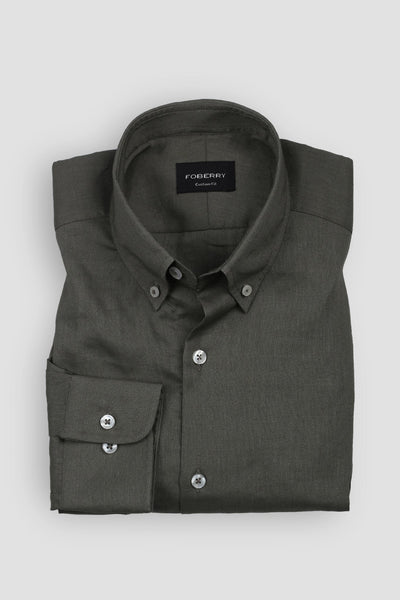 Silky Green Stretchable Linen Shirt