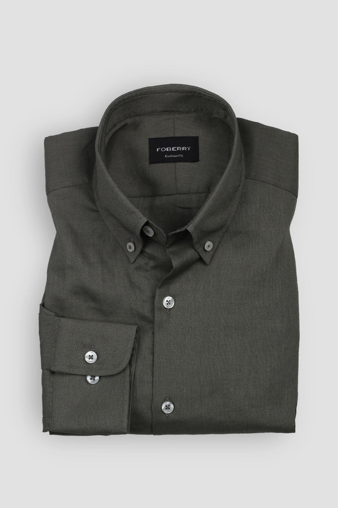 Silky Green Stretchable Linen Shirt