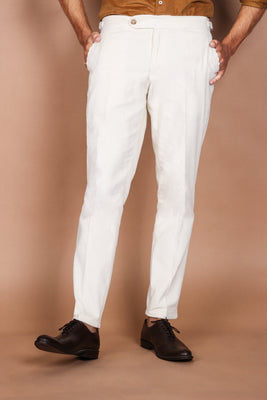 White Wide Wale Corduroy Trouser - Foberry USA