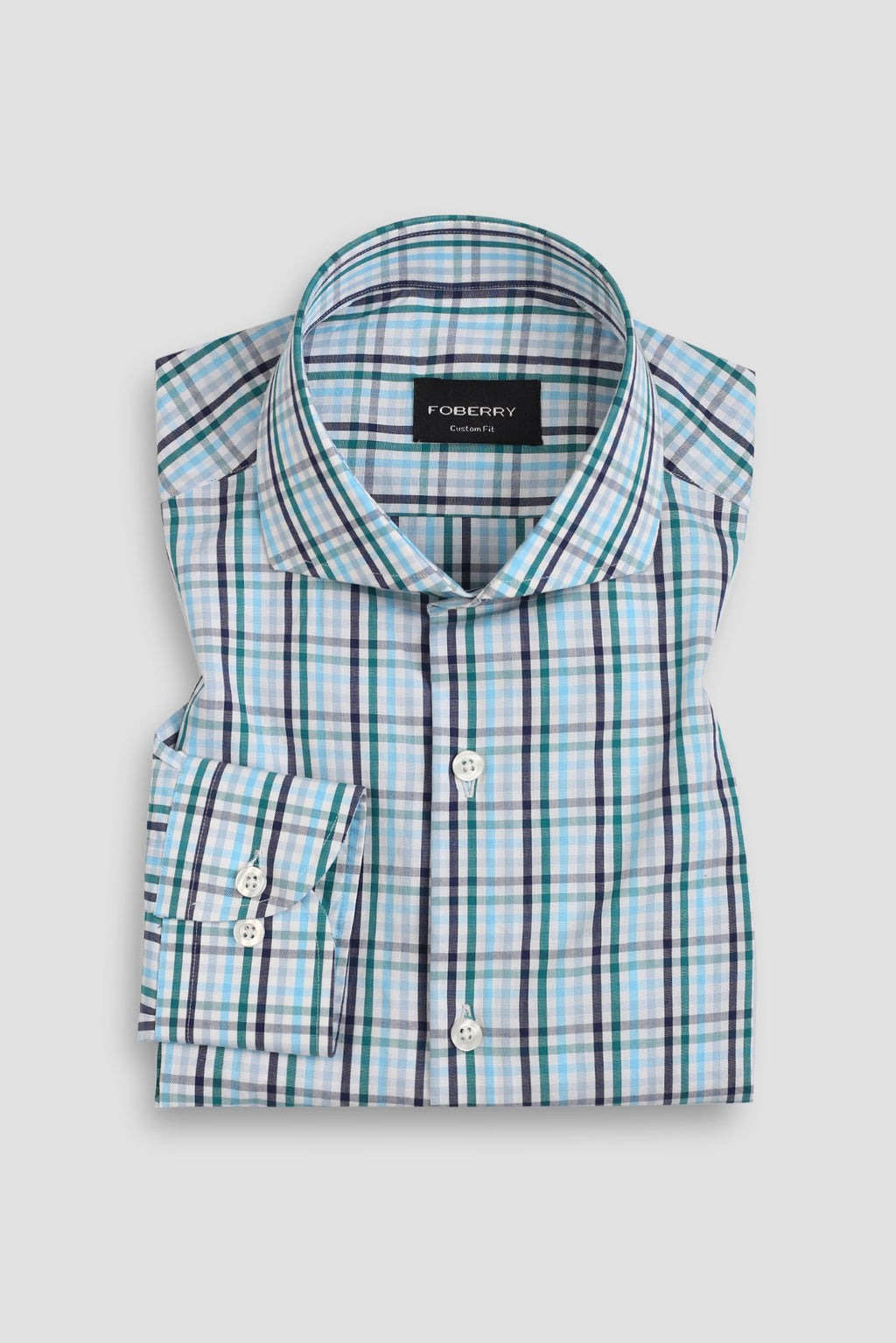 Soft Blue Green Gingham Shirt