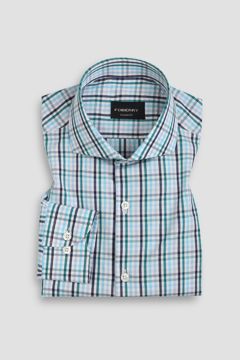 Soft Blue Green Gingham Shirt