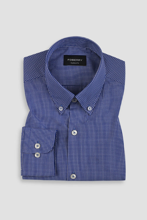 Blue & White Mini Grid Shirt