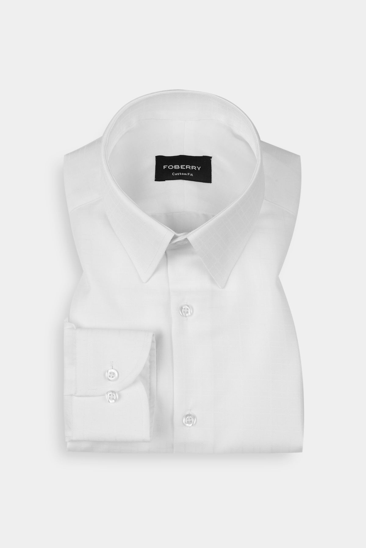White Dobby Micro Windowpane Shirt