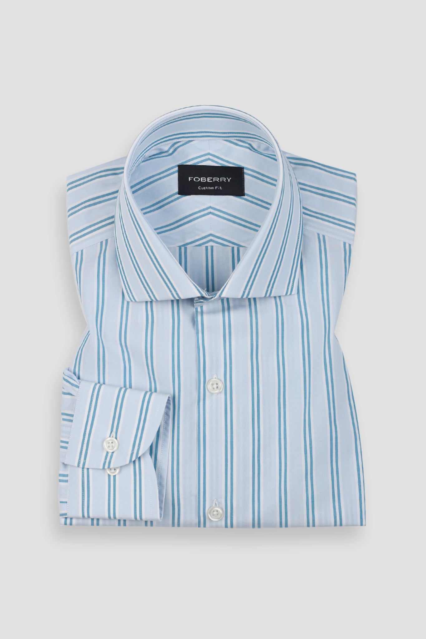Soft Teal Green Dual Striped Shirt