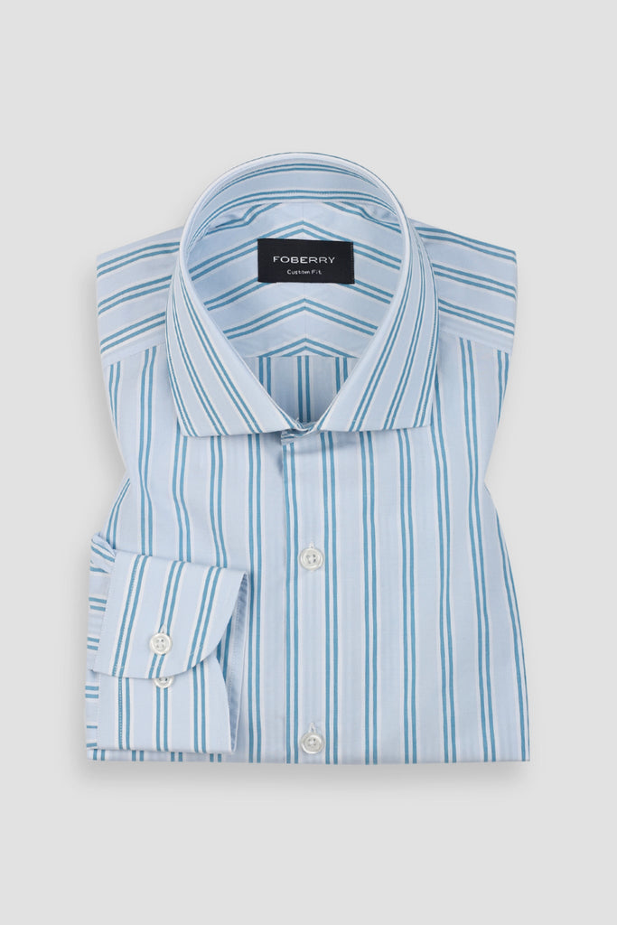 Soft Teal Green Dual Striped Shirt