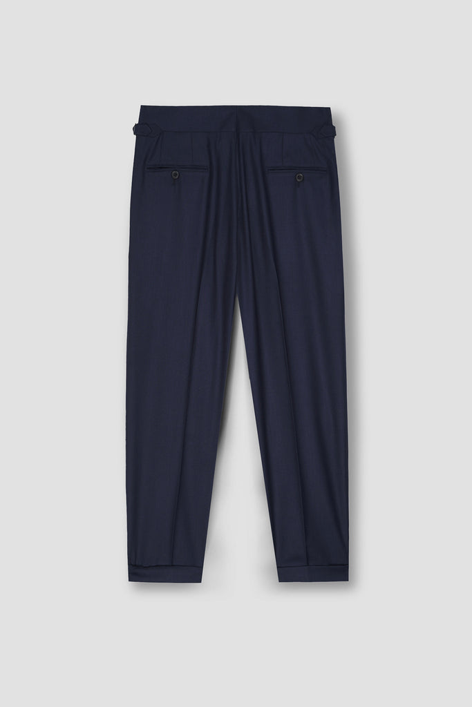 Navy Blue Tropical Wool Blended Dress Pant