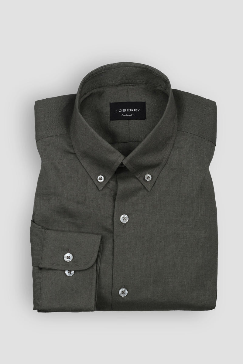 Silky Green Stretchable Linen Shirt