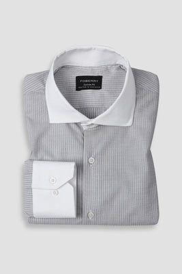 Grey Structured Pinstriped Shirt