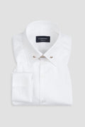 White Twill Pin Collar Shirt - Gold Pin