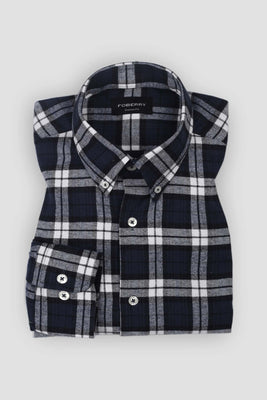 Blue & White Tartan Winter Flannel Shirt