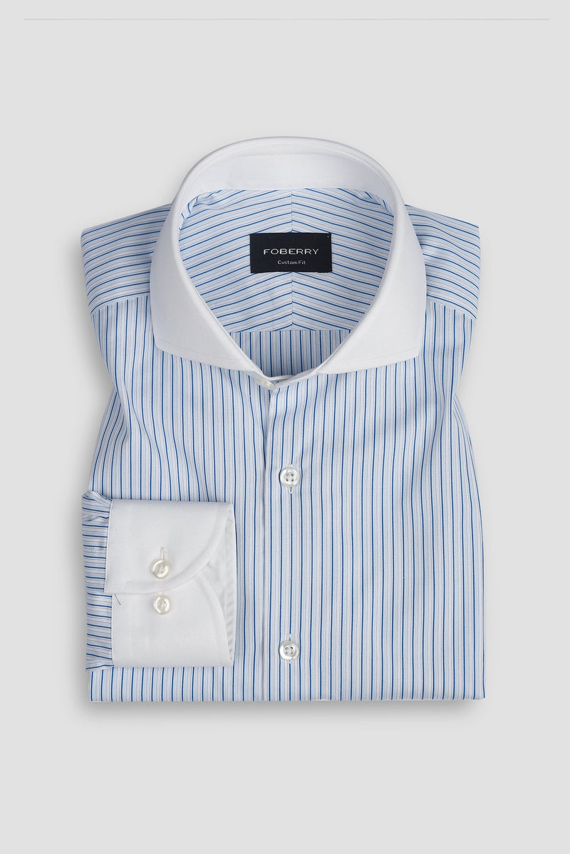 Light Dual Blue Stripes Supima Cotton Shirt