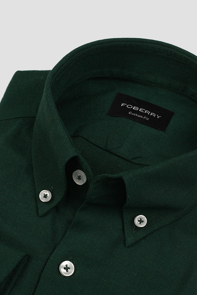 Bottle Green Italian Linen Shirt