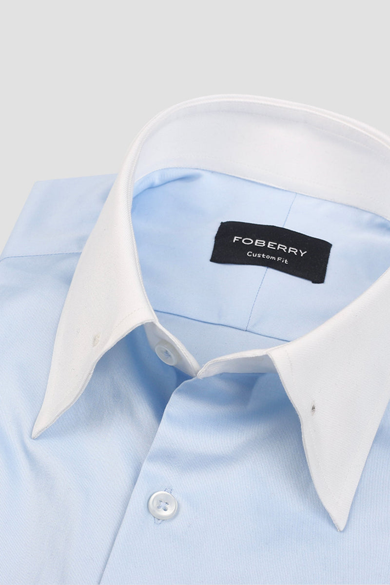 Soft Sky Blue Egyptian - Pin Collar Shirt