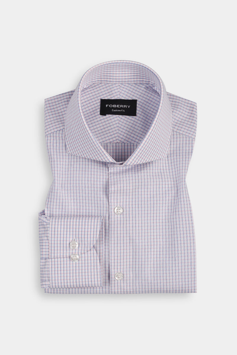 Pink Blue Tattersall Check Shirt