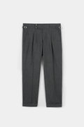 Grey Herringbone Flannel Gurkha Trousers