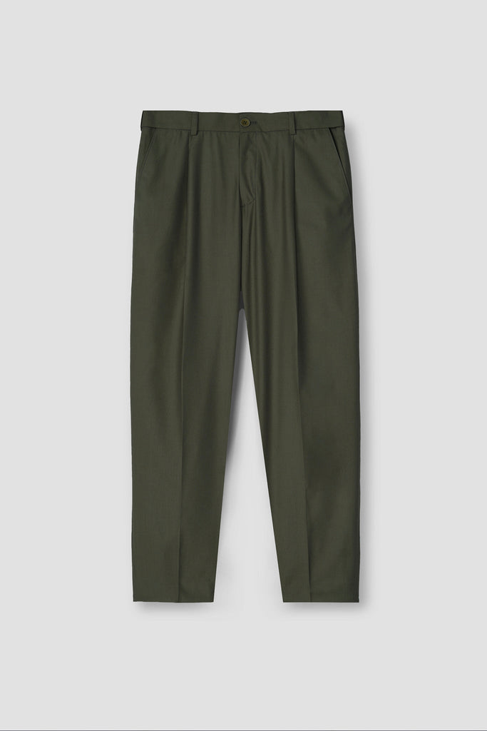 Olive Green Tropical Wool Blended Dress Pant