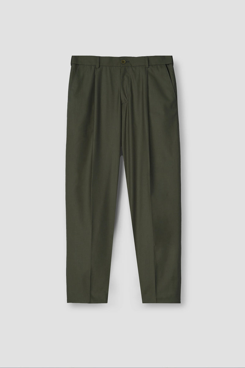Olive Green Tropical Wool Blended Dress Pant