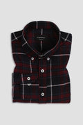 Maroon Blue Tartan Winter Flannel Shirt - Foberry USA