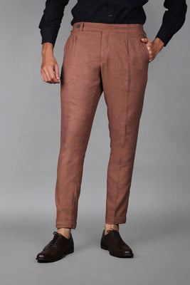Mocha Brown Brushed Flannel Trousers - Foberry USA